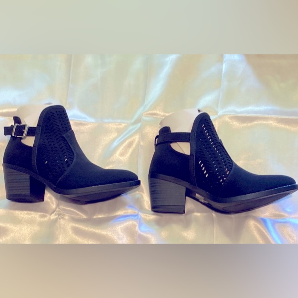 Black Ankle Boots with Cutout Design